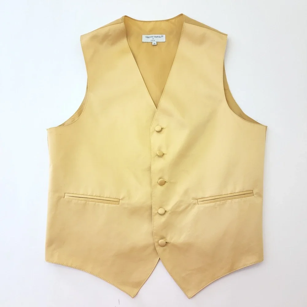 Vesuvio Napoli Mens XS Gold Yellow Formal Suit Vest Waistcoat Wedding